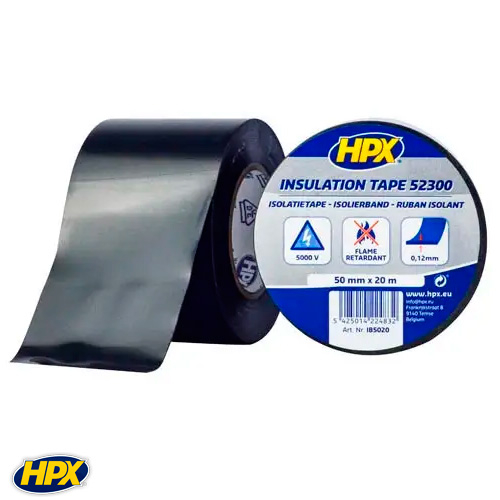 Изоляционная лента ПВХ HPX 52300 50мм х 20м х 0,12мм черная (IB5020)