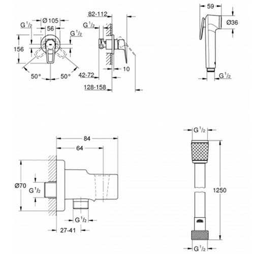 Комплект гигиенического душа Grohe BauLoop New с Tempesta-F хром (UA11104201)