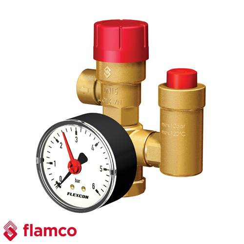 Група безпеки котла Flamco 3/4" 2,5 бар до 60 кВт (27926)
