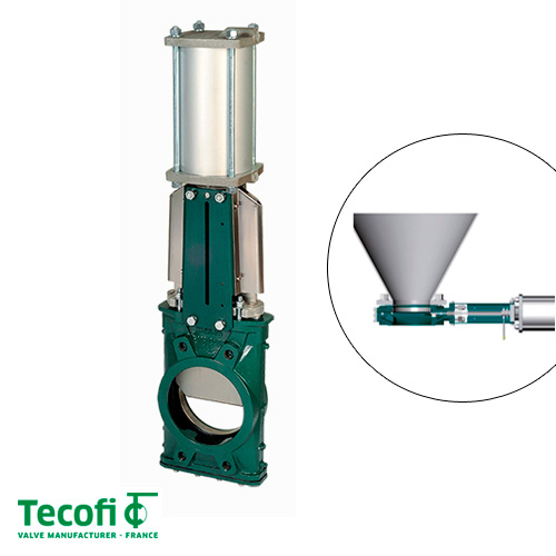 Шиберная задвижка под силос с пневмоприводом Tecofi Sous Silo VGS4400-03NI DN 600 | PN 1 | NBR (VGS4400-03NI0600)