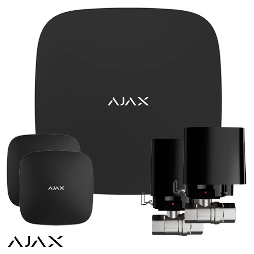 Система захисту від протікання Ajax Hub 2 Plus Black (2 датчика, 2 крана 3/4")