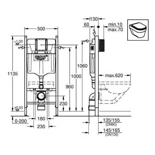 Инсталляция для унитаза 3 в 1 Grohe Rapid SL (3884000G)
