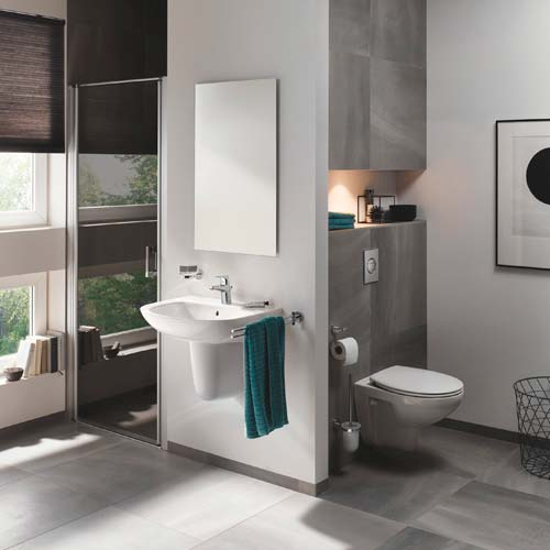 Комплект 5 в 1 Grohe: инсталляция Rapid SL, кнопка Arena Cosmopolitan хром, унитаз Bau Ceramic с сиденьем (36504000)