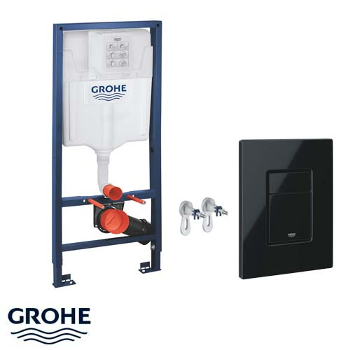 Инсталляция для унитаза 3 в 1 Grohe Rapid SL 1,13 м, кнопка Skate Cosmopolitan черная глянцевая (39940000)