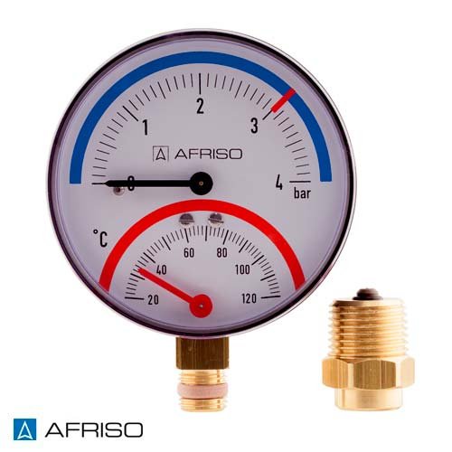 Термоманометр AFRISO тип ТМ 80 RAD 1/2" I 0-4 бар I 20-120°С (63337)