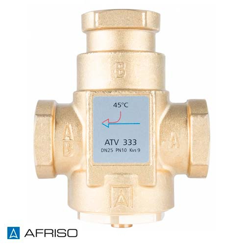 Триходовий термічний клапан Afriso ATV 333 Rp 1" | DN 25 | 45°C | Kvs 9 (1633310)