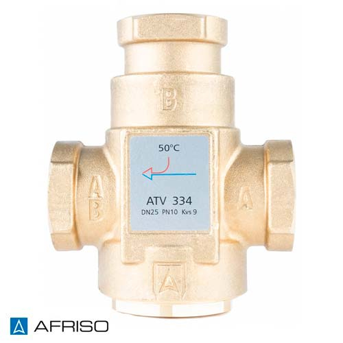Трехходовой термический клапан Afriso ATV 334 Rp 1" | DN 25 | 50°C | Kvs 9 (1633410)
