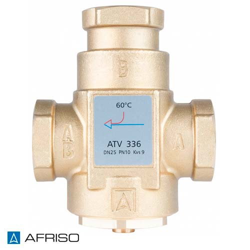 Триходовий термічний клапан Afriso ATV 336 Rp 1" | DN 25 | 60°C | Kvs 9 (1633610)