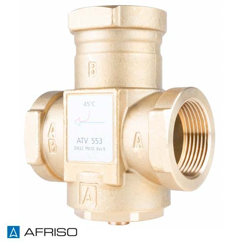 Триходовий термічний клапан Afriso ATV 553 Rp 1 1/4" | DN 32 | 45°C | Kvs 9 (1655310)
