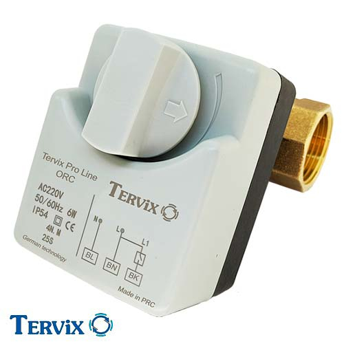 Двухходовой шаровый клапан с электроприводом Tervix  Pro Line ORC NС Rp 1" | DN 25 | Kvs 23,5 | 220В (201032)