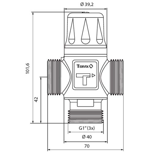 Термостатический смесительный клапан Tervix Pro Line TMV G 1" | DN 25 | 20-55°C | Kvs 2,5 (312232)