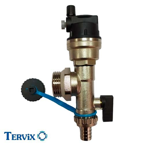 Воздухоотводчик со сливным клапаном Tervix 1" | синяя полоска (549020)