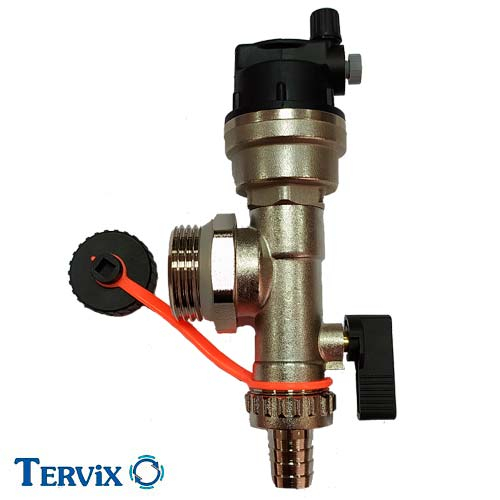 Воздухоотводчик со сливным клапаном Tervix 1" | красная полоска (549021)