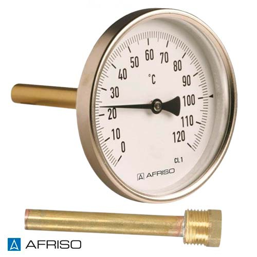 Термометр AFRISO тип BiTh 80 ST AX 1/2" | 120°C | к.т. 2,0 | гільза 63мм (63807)