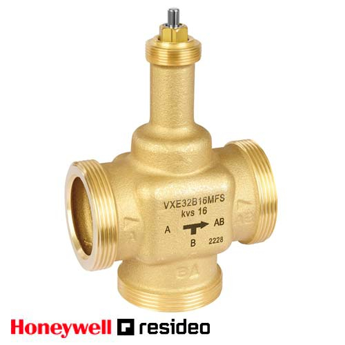 Трехходовой регулирующий клапан Resideo VXE25B10MFS G 1 1/2 Dn25 Pn16 Kvs 10 ход 6,5 мм плоск.упл. (Honeywell V5833A2092)