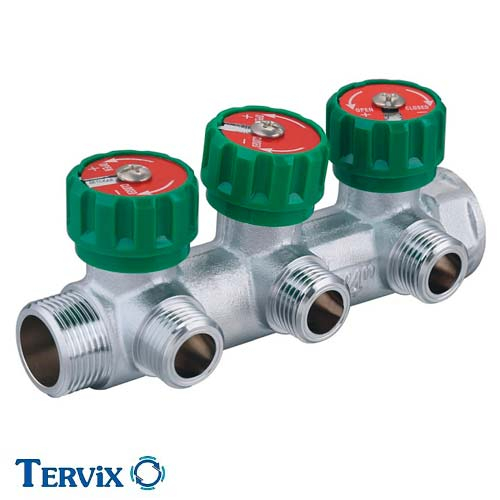 Коллектор с вентилями Tervix Pro Line WD | 3 контура | 3/4''x1/2" (393012)