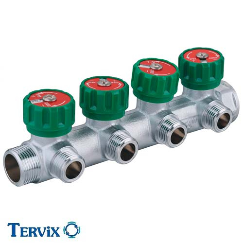 Коллектор с вентилями Tervix Pro Line WD | 4 контура | 3/4''x1/2" (394012)