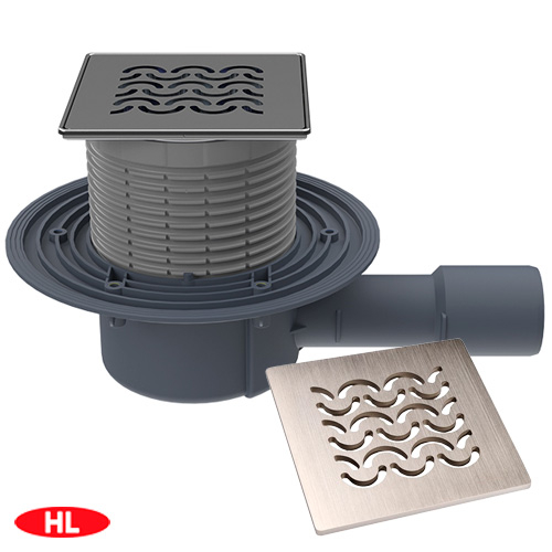 Трап для внутрішніх приміщень HL510Prblue-3121 DN40/50 із сухим сифоном "Primus blue" 121х121/Klick-Klack/115х115мм