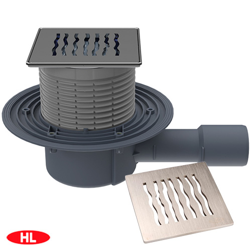 Трап для внутрішніх приміщень HL510Prblue-3123 DN40/50 із сухим сифоном "Primus blue" 121х121/Klick-Klack/115х115мм