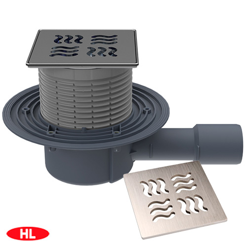 Трап для внутренних помещений HL510Prblue-3125 DN40/50 с сухим сифоном "Primus blue" 121х121/Klick-Klack/115х115мм