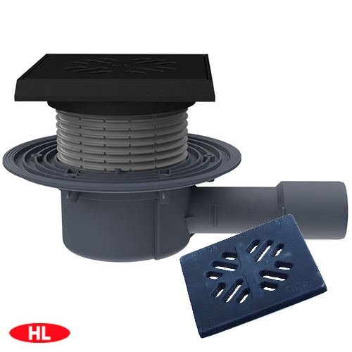 Трап для внутренних помещений HL510PrblueG DN40/50 с сухим сифоном "Primus blue" 150х150мм/137х137мм