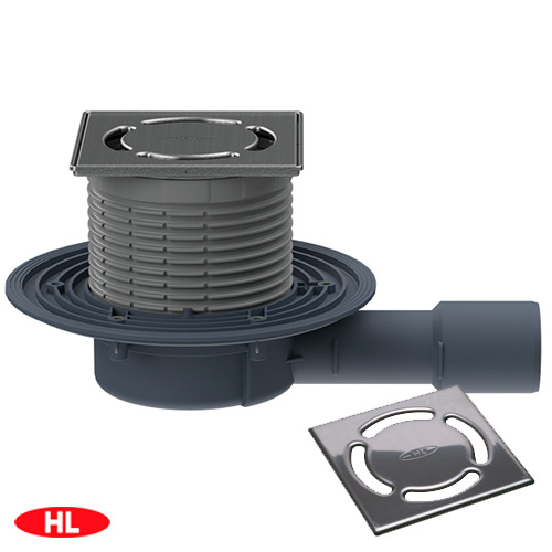 Трап для внутренних помещений HL90Prblue-3000 DN40/50 с сухим сифоном "Primus blue" 121х121/Klick-Klack/115х115мм