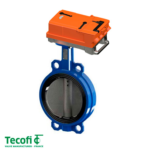 Задвижка баттерфляй Tecofi Tecfly VPG 4449-02 Dn100 Pn16 с электроприводом Belimo JRCA-S2-T