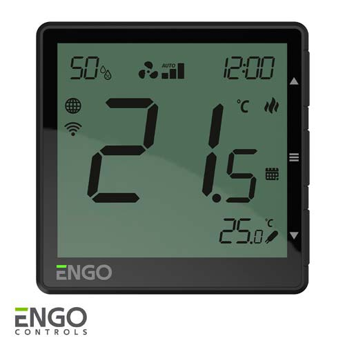 Інтернет-термостат для фанкойлу ENGO EFAN-24В | Wi-Fi | MODBUS RS-485 | чорний (932310555)