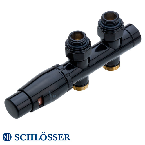 Комплект термостатический Schlösser Duo-Plex 3/4" x M22x1,5 прямой черный матовый (602100059.RAL90051)