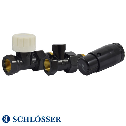 Комплект термостатический Schlösser Standard Mini GZ1/2 x GW1/2 прямой, термоголовка Mini M30x1.5 (602200057.RAL90051)