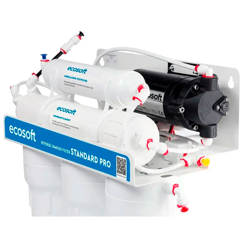 Фільтр зворотного осмосу Ecosoft Standard PRO 5-50P з помпою та мінералізацією (MO550PECOSTD)
