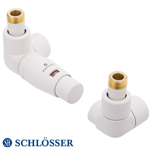 Комплект термостатический Schlösser LUX осевой-левый, GZ 1/2х15мм Cu, термоголовка Mini, белый (603700303)