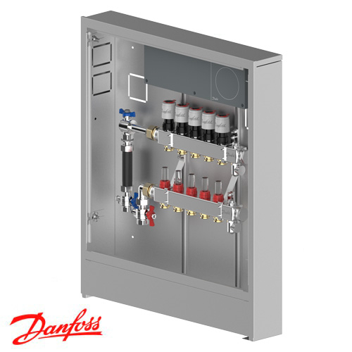 Распределительная станция регулировки теплого пола Danfoss UnoFloor Basic 5L, левое (088X3105)