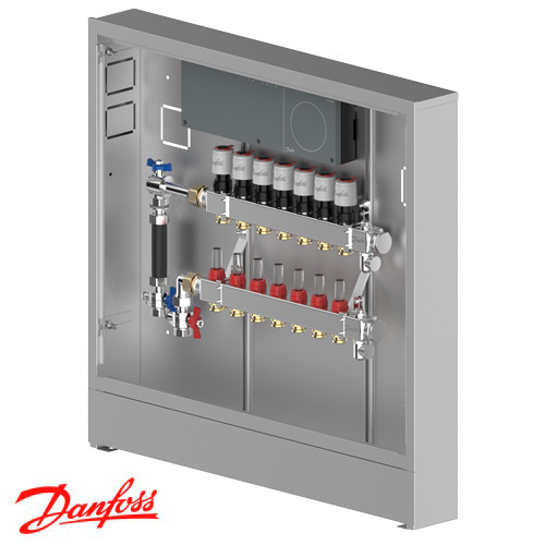 Распределительная станция регулировки теплого пола Danfoss UnoFloor Basic 7L, левое (088X3107)