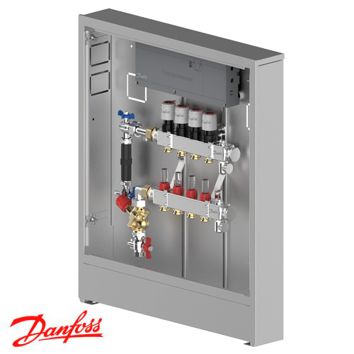 Распределительная станция регулировки теплого пола Danfoss UnoFloor Control 4L, левое (088X3644)