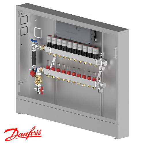 Распределительная станция регулировки теплого пола Danfoss UnoFloor Control 10L, левое (088X3650)