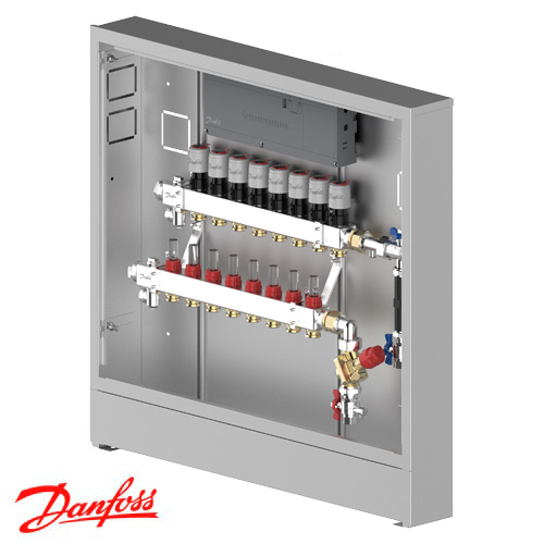 Распределительная станция регулировки теплого пола Danfoss UnoFloor Control 8R, правое (088X3668)